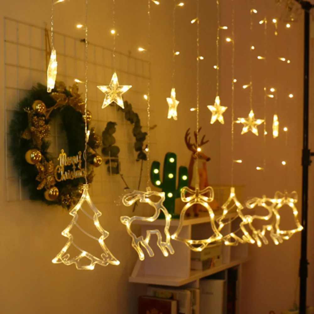 Лось гирлянда с колокольчиками светильник светодиодный Рождественский Декор для дома подвесная гирлянда Рождественская елка Декор Орнамент