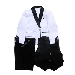 3Pcs Fashion Design Jacket Black Pants Vest Men's Suits Sets Tailor-made White Blazer Trousers Party Wear Men's Wedding Clothing