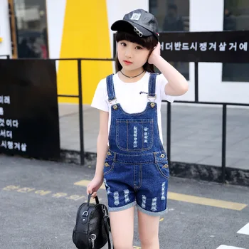 

Girls' wear, big children's denim suspenders shorts, summer 2020 new children's one-piece suspenders suit, little girl