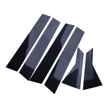 

beler 6 pcs Carbon Fiber Style Black Door Pillar Post Cover Trim Fit for Honda Civic Sedan 2016 2017 2018