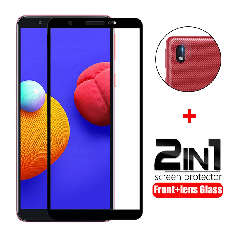 Screen Protector For Samsung Galaxy A01 Core a013f 2in1 Tempered Camera Lens Glass On A 01 a01core armor mirror glass film | Мобильные