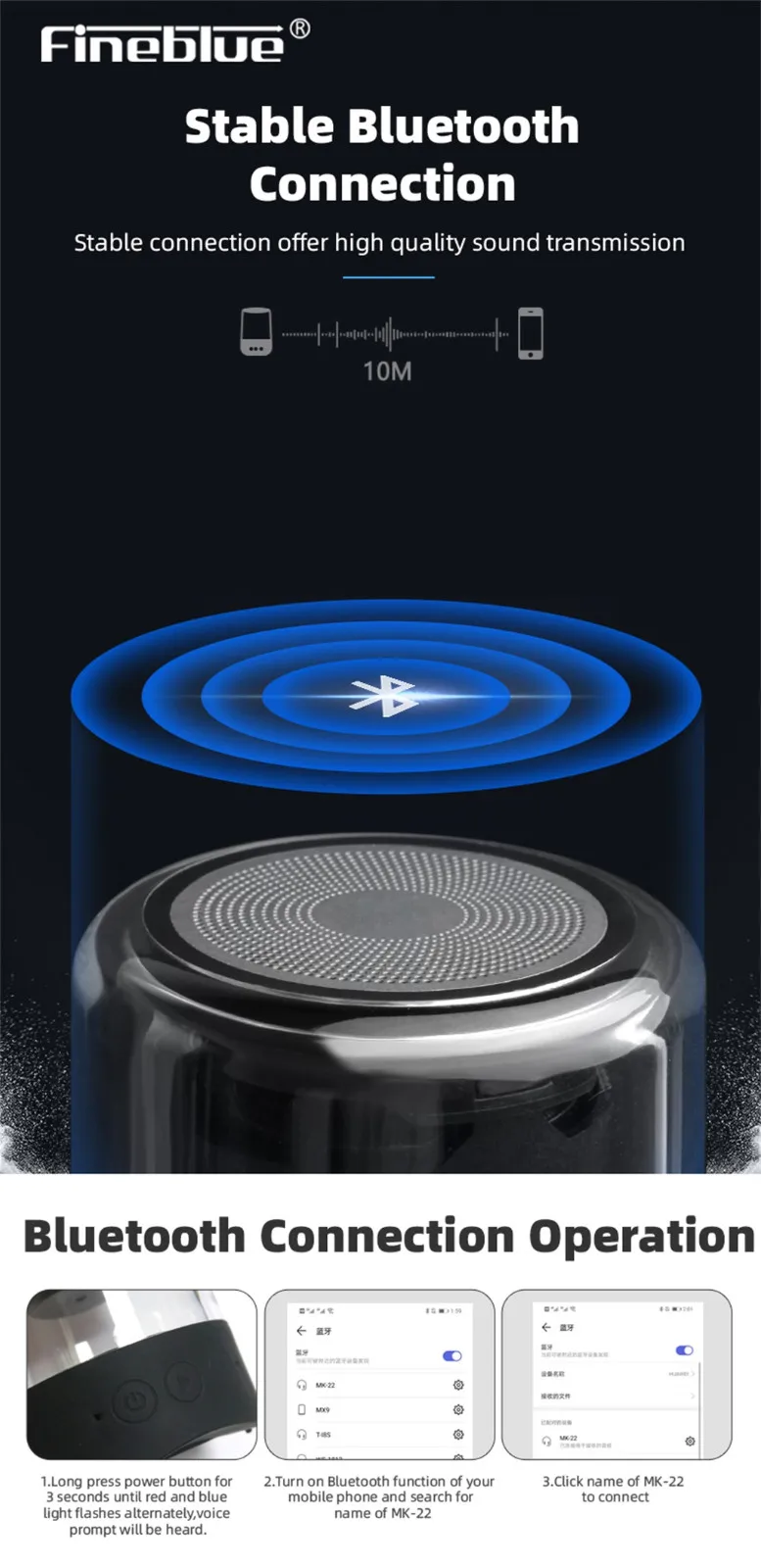 best selling products MK-22TWS Wireless Bluetooth Speaker New Magnetic LED Colorful Lights （2Pcs） support dropshipping