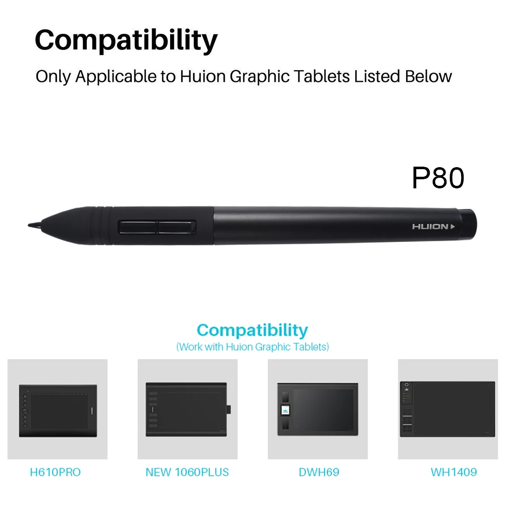 Beste Huion P80 Recharge Usb Draadloze Digitale Pen Voor Huion 420 Nieuwe 1060 Plus WH1409 Grafische Tablet Tekening Tablet pen Tabletten