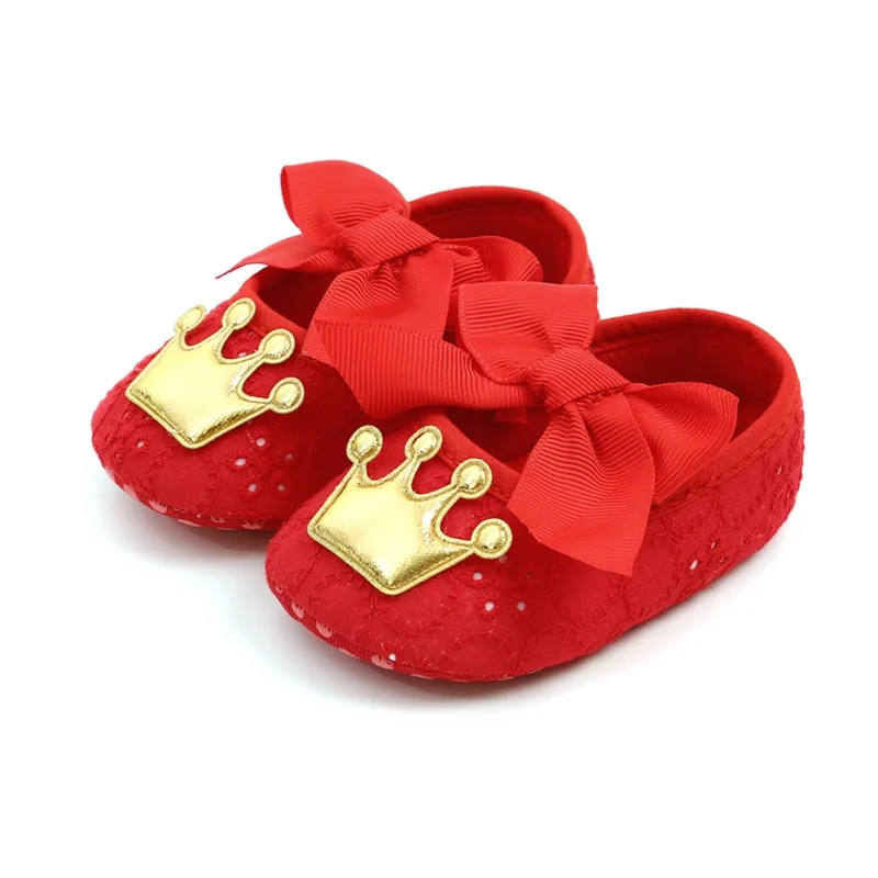 1Cute Baby Girl Shoes Set 0-18M Infants Crown Bow Princess Shoes Headwear Headband Photography Props Set