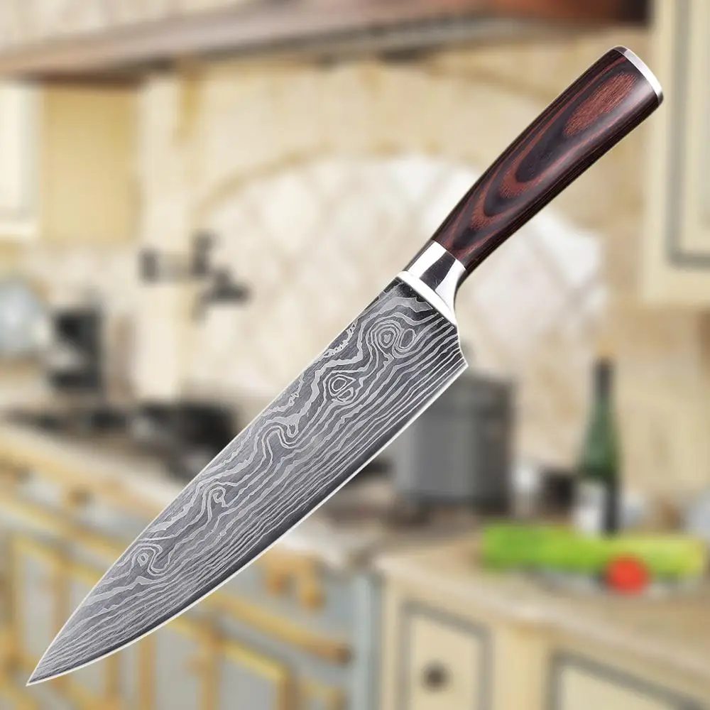 8 inch chef knife 7Cr13Mov slicer meat cutter fish sushi multi-function | Дом и сад