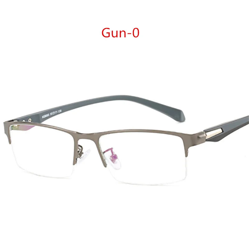 UVLAIK, мужские очки для близорукости, мужские деловые металлические близорукие очки, новинка, полуоправа с градусом, сплав оправа для очков - Цвет оправы: GUN-0