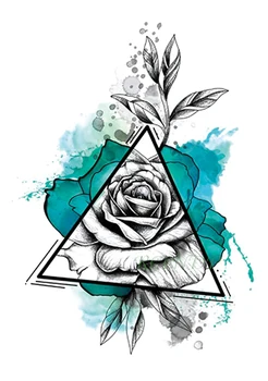

Waterproof Temporary Tattoo Sticker Flower Rose triangle fake tatto flash tatoo tatouage temporaire leg arm for girl women
