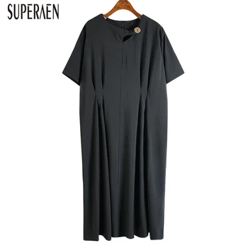 

SuperAen 2020 Summer New Women Dress Korean Style Fashion Cotton Ladies Dress High Waist Pluz Size Temperament Women Clothing