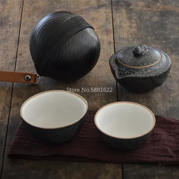 

ceramic teapots gaiwan with 2 cups portable travel office tea set drinkware
