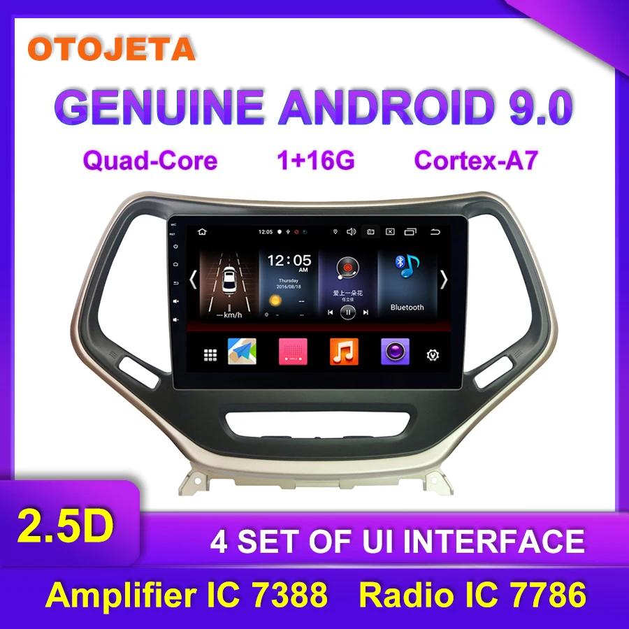 

Factory direct sale OTOJETA Android 9.0 Car Multimedia Radio For 2016 jeep CHEROKEE GPS Bluetooth 10.1" Navigation tape recorder