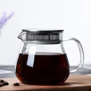 

450ml Portable Coffee Pot With Lid And Strainer With Insulated Handle, Semi-Transparent And Exquisite Shared Coffee Appliance
