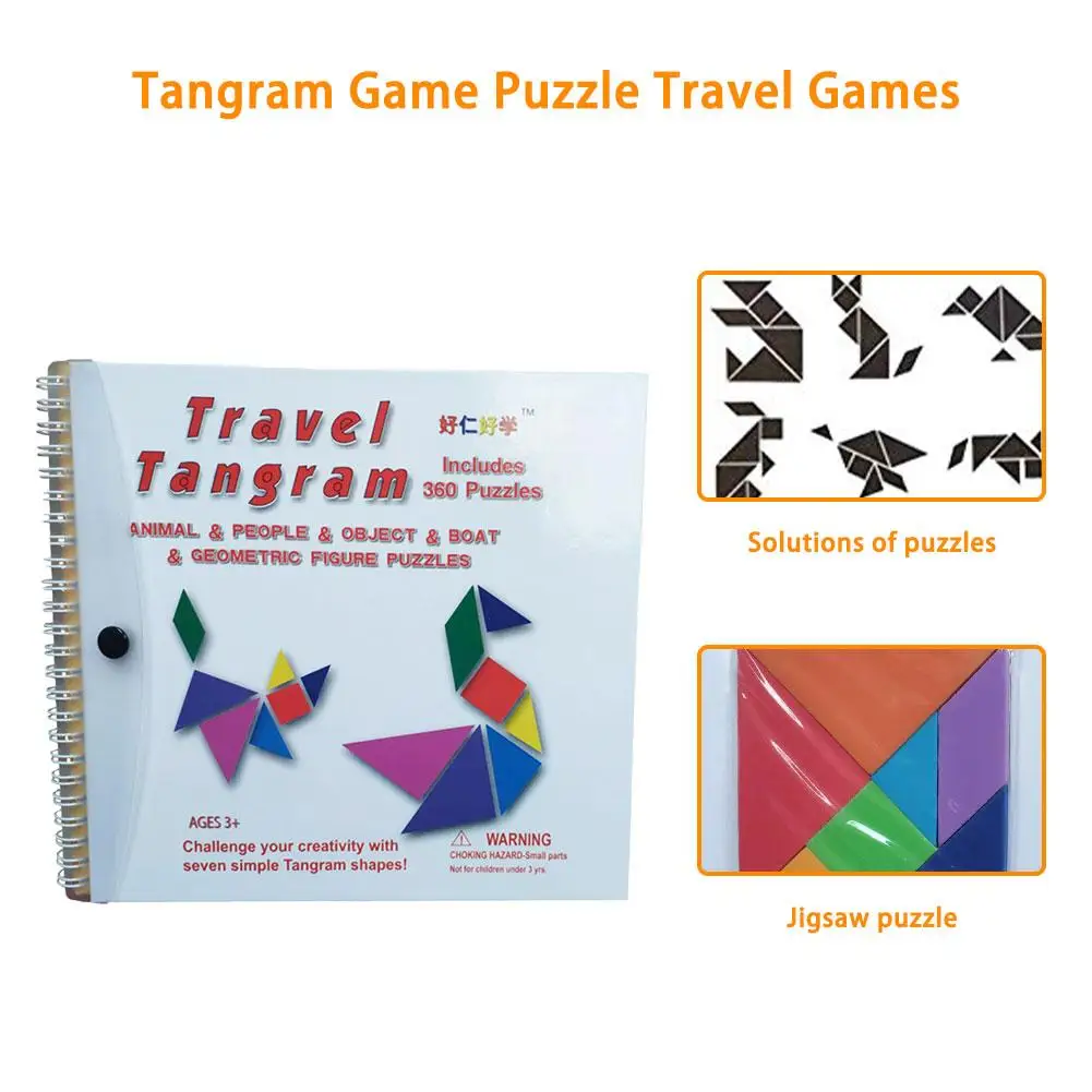Tangram Игра Головоломка путешествия игры головоломки с решением вопросы красочная книга форма обучающая игрушка для малышей Дети