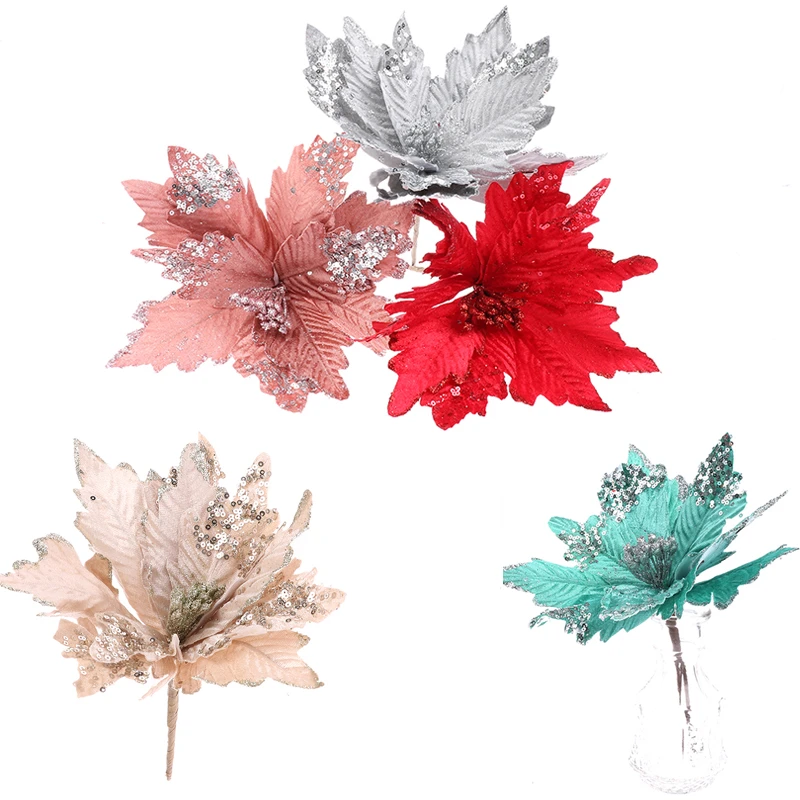 クリスマスの装飾用の造花,25cm,結婚式,新年,家を飾るTree Toppers 