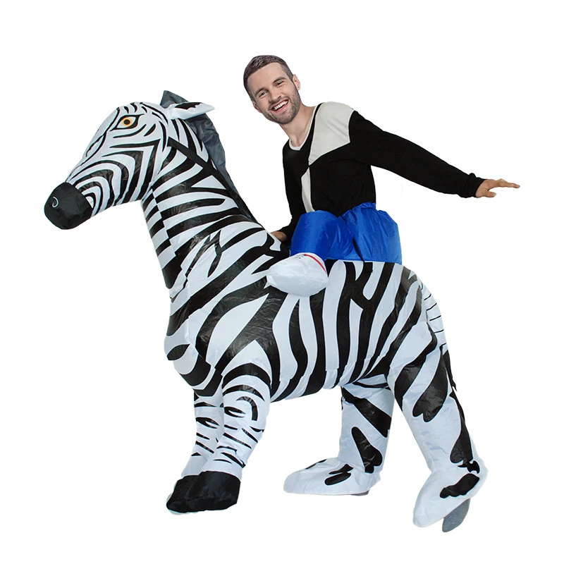 Adult Inflatable Zebra Animal Mascot Costume Outfit Suit Halloween Stag One Size 