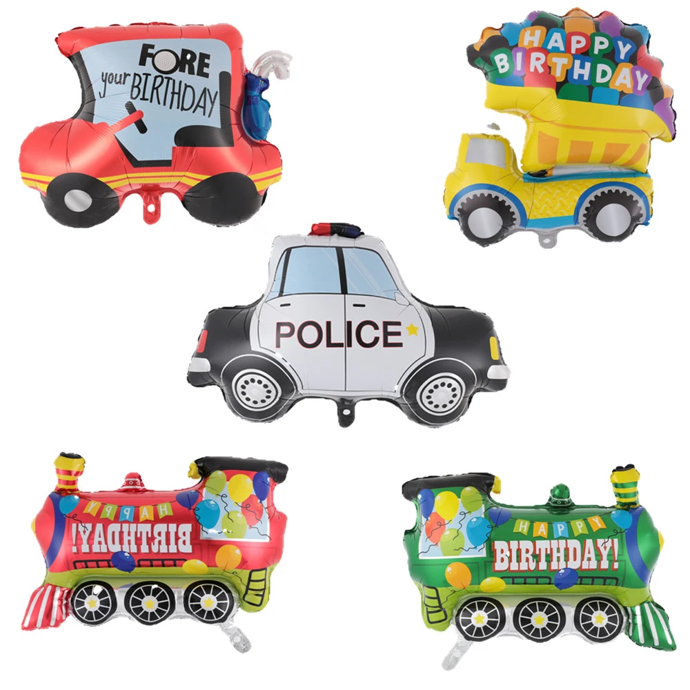 Ballon En Aluminium Pour Enfants Decoration De Fete D Anniversaire Grand Char Train De Police Voiture De Feu Jouets Pour Journee Aliexpress