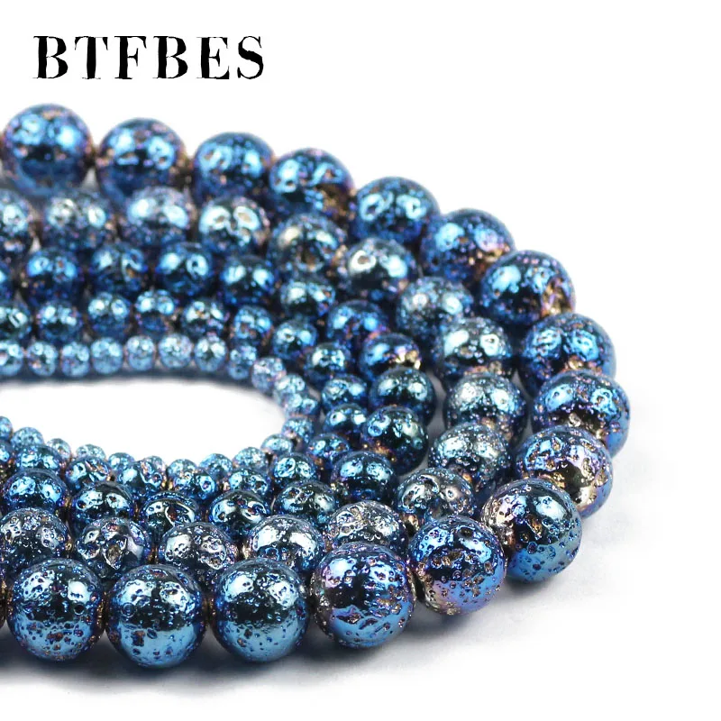 Btfbes Naturale Di Pietra Di Zaffiro Blu Della Lava Volcanics Branelli Allentati Della Sfera Rotonda Per Monili Che Fanno Fai Da Te Accessori Della Co