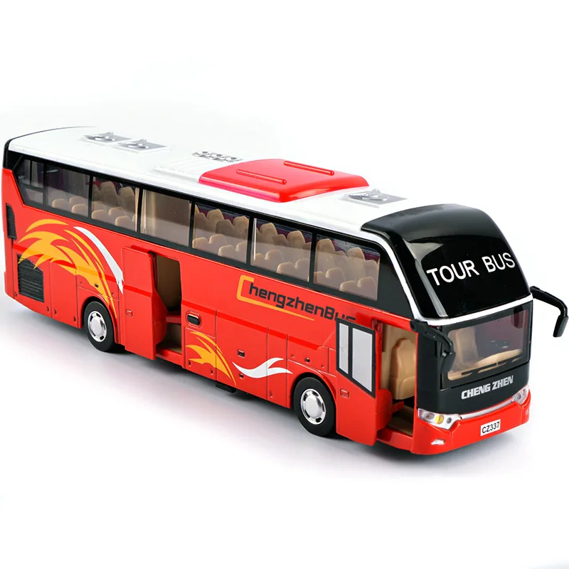

Caipo Travel Bus Alloy Car Model Children Alloy Toy Public Car Sound And Light Warrior Small Car 8