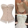 Lace Up Corsets Bustiers Overbust Waist Trainer Embroidery Sexy Boned White Beige Corset Burlesque Costumes Corselet Halloween ► Photo 1/6