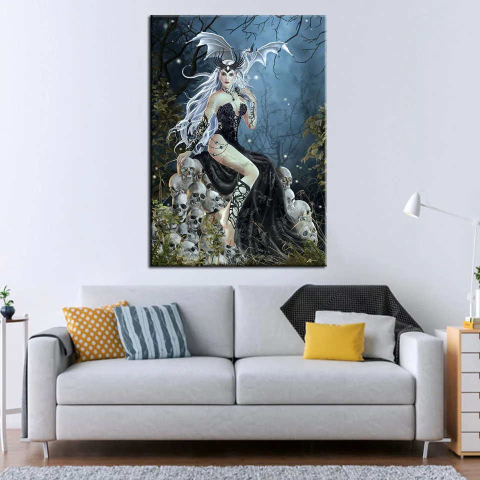 5d diy diamond Painting Gothic Art fairy Dragon skull Full Drill diamond embroidery Cross Stitch Mosaic home Decor Craft Gift-3