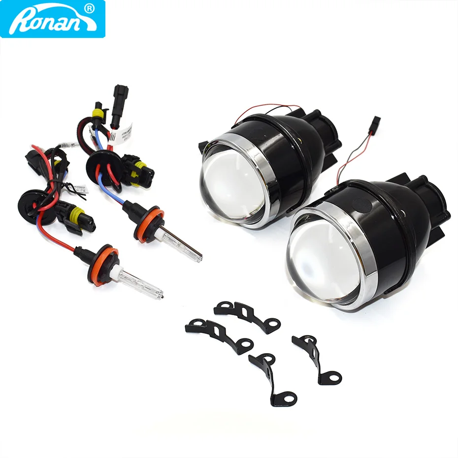 Ronan 3.0inch bixenon fog llight projector lens universal bracker adpater H11 xenon 3000k 6000k bulb for car headlight modify