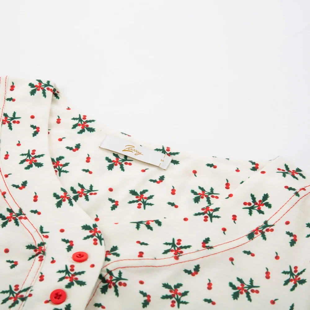 Women Floral Sleep Dress Nightgown autumn winter sleepshirts sweet fashion Long Sleeve V-Neck Buttons Front sleepwear dress
