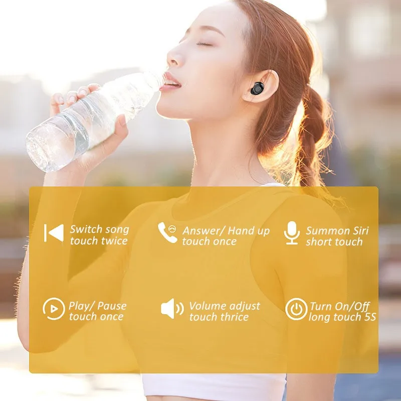 Aoogoor V8 Wireless Headphones Bluetooth V5 0 TWS Hifi Stereo Touch Control Earphone with Microphone