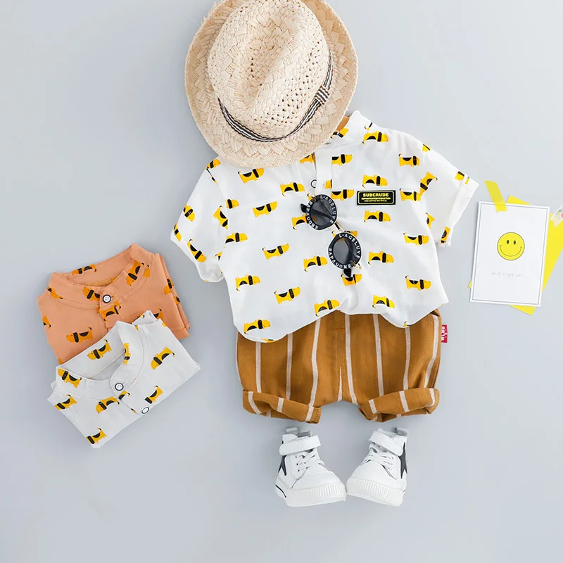 Летняя одежда для младенцев HYLKIDHUOSE костюмы маленьких девочек и мальчиков