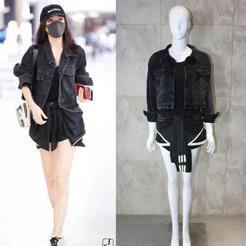 

Black Short Cowboy Loose Coat Woman Personality Shorts Suit
