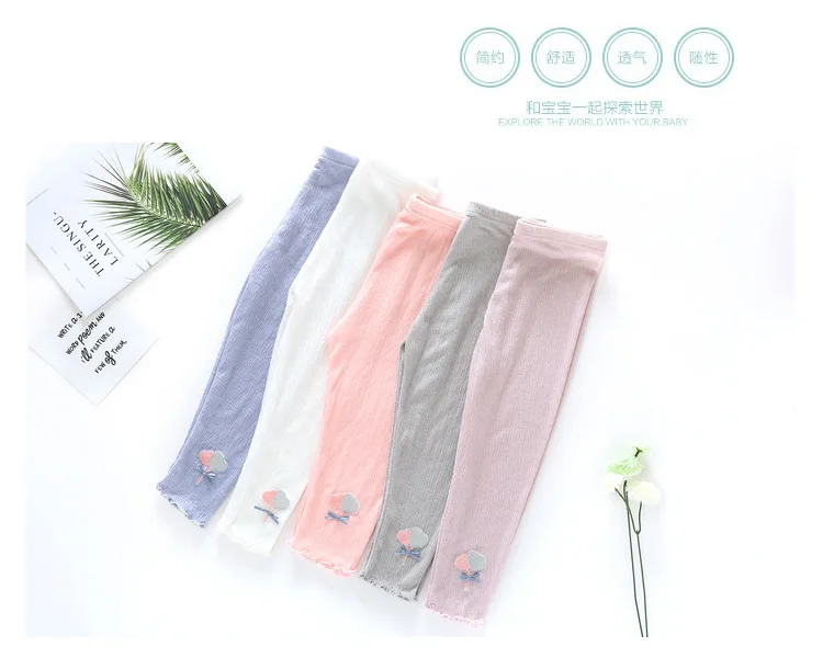 Summer New Style Crawler Korean-style Foamed Cotton Champray Frilled GIRL'S Cropped Trousers Children Base Pants