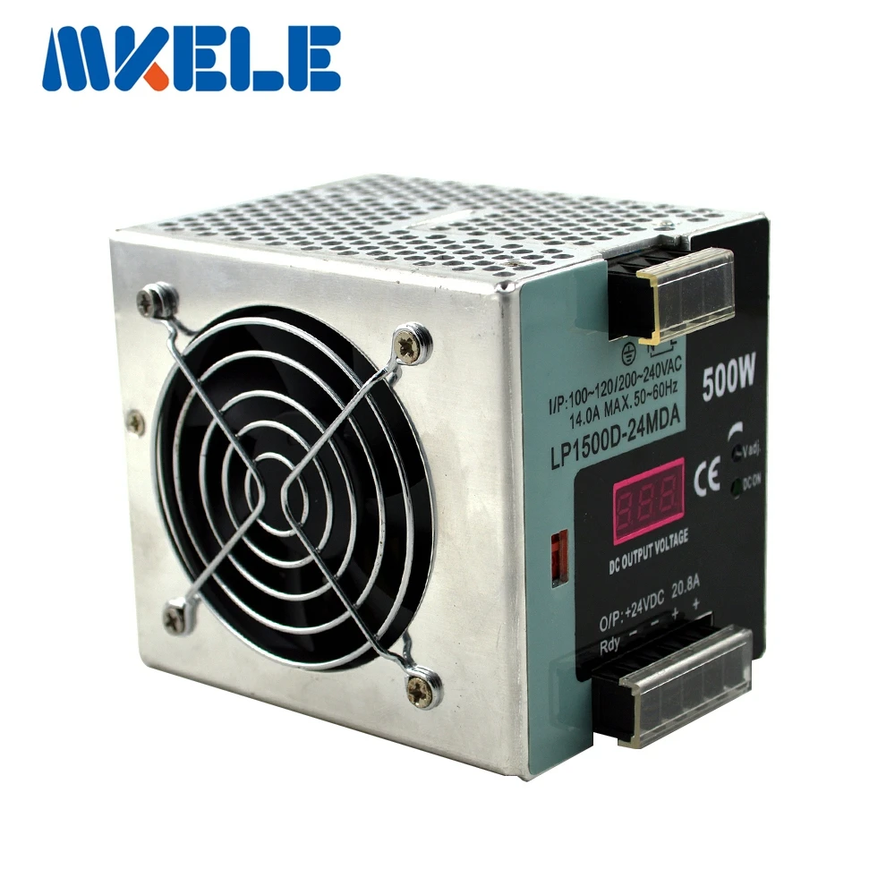 DC 12V 24V 48V Регулируемый импульсный источник питания AC/DC 500W источник питания цифровой дисплей din-рейка один выход мини Регулируемый