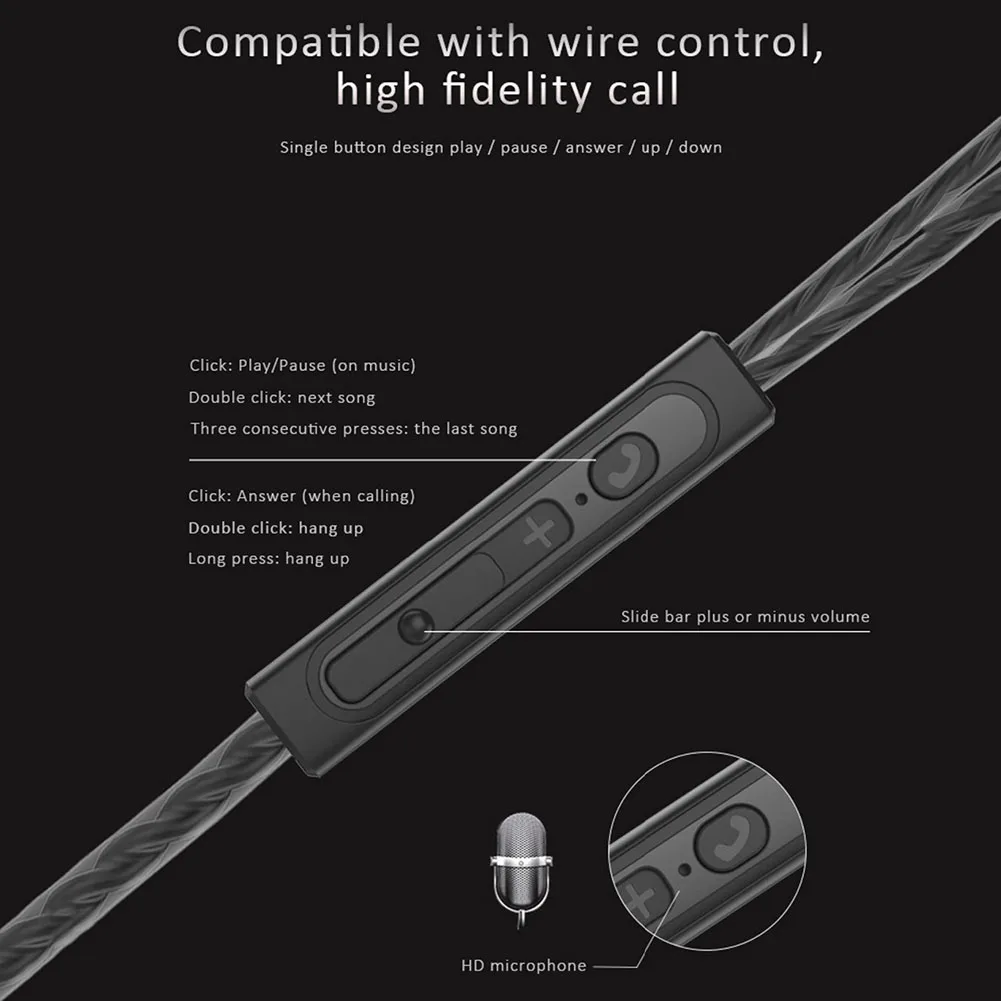 In Ear Headset Double Unit Drive Earphone 3 5mm Plug Wired Earbuds Bass Subwoofer Earphones with Mic Volume Control Earpiece