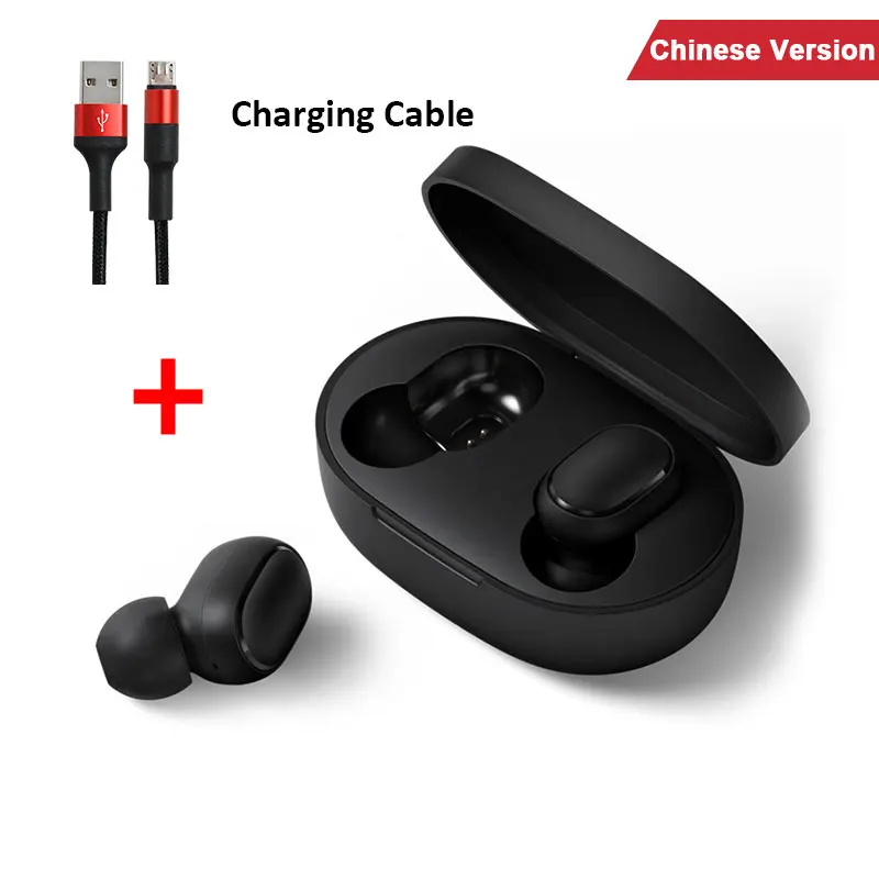 Xiaomi Redmi Airdots TWS Bluetooth 5,0 наушники стерео беспроводные активные шумоподавления с микрофоном свободные Наушники управление AI - Цвет: Chinese Add Cable
