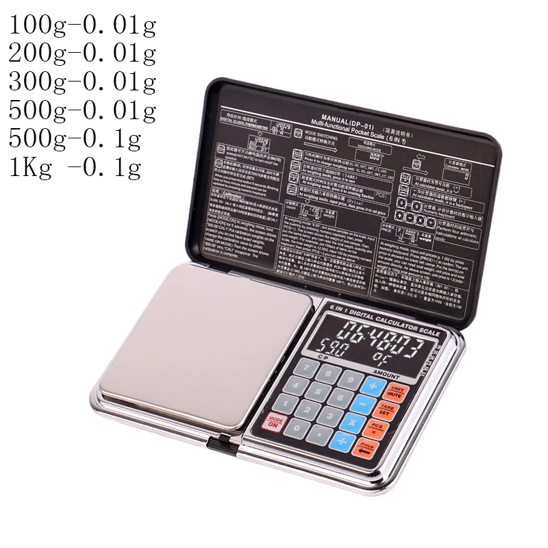 

6 In 1 Multifunction Calculation Scale LCD Digital Pocket Scale 100/200/300/500/1000g 0.01/0.1g Jewelry Scales Weight Balance