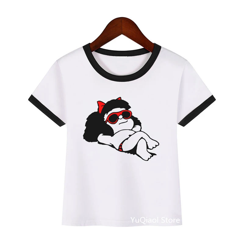 

Cool Mafalda Cartoon Print Tshirts For Girls Harajuku Kawaii Kids Clothes Summer Tops For Girls T-Shirt Birthday Gift Shirt Tops