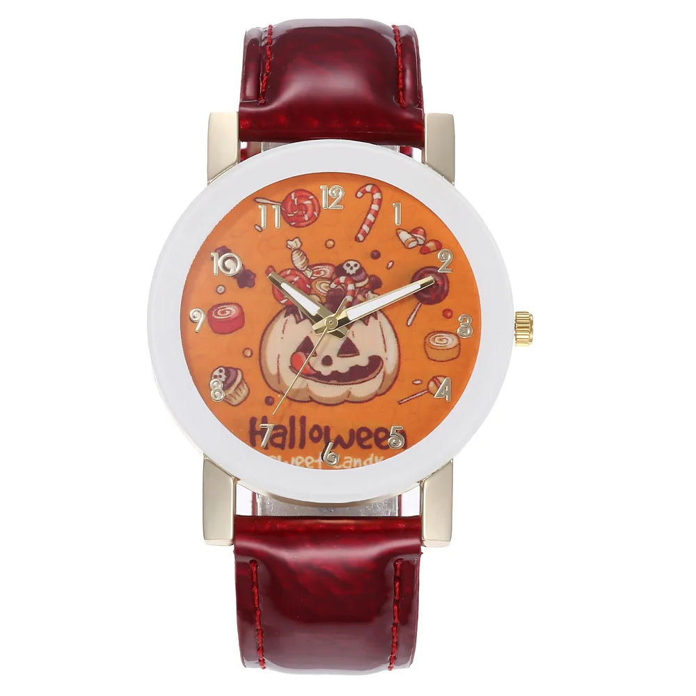Модный повседневный Хэллоуин Тыква Еда весы роскошное платье пояс пара кварцевых часов