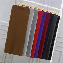 6 цветов Весна Для женщин Высокая Талия однотонная вязаная юбка, юбка-пачка модная женская Разделение Теплая юбка средней длины, женская одежда, женские блузы, Faldas D503