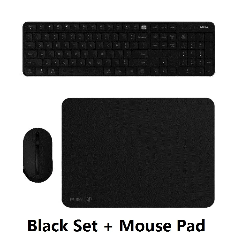 Xiaomi MIIIW Wireless Office Keyboard& Mouse& Mouse pad Set 104 Keys 2.4GHz Multi System Compatible Wireless Portable Keyboard - Цвет: Black And Mouse Pad