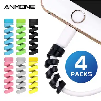 

4PCS Cable Winder USB Cable Protector Earphone Cover Spring Twine Winder For Mobile Phone Cable Earphone Android Cable Rope