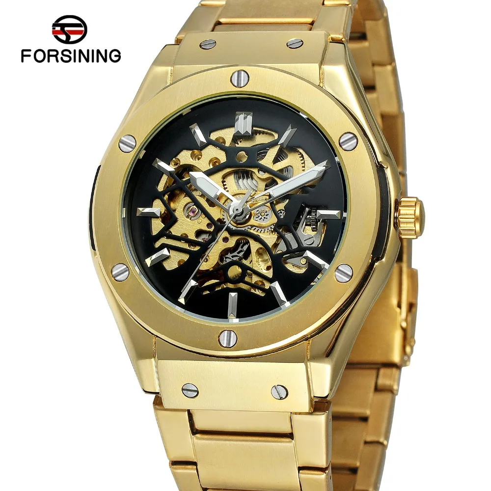 FORSINING мужские часы лучший бренд класса люкс автоматические механические часы из нержавеющей стали со скелетонным ремешком модные деловые наручные часы