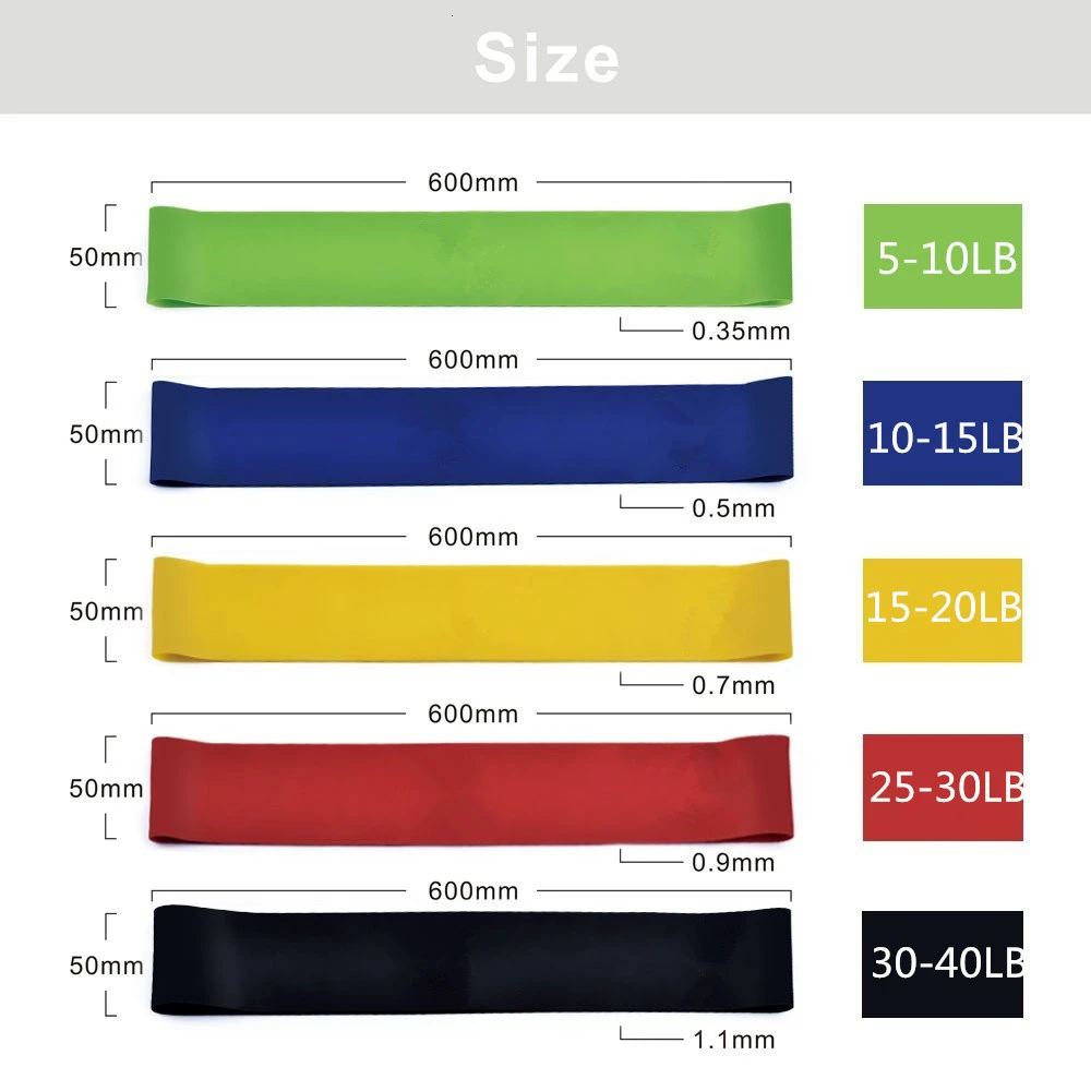 5 Level Yoga Resistance Rubber Bands 0.35mm-1.1mm Strength Pilates Sport Training Workout Elastic Bands 600mm Fitness Equipment (18)