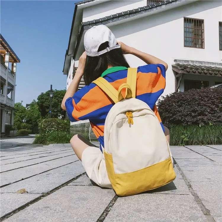 

Backpack Women's New Style Lightweight Fashion Shoulder Bag Versatile Contrast Color Simple Schoolbag Large Capacity Backpack