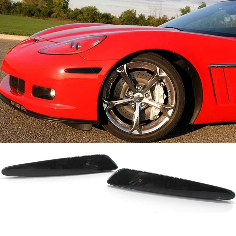 

1 Pair Black Reflector Front Bumper Side Marker Light Turn Signals Lamps,For Chevy Corvette C6 05-13 (Without Bulb)