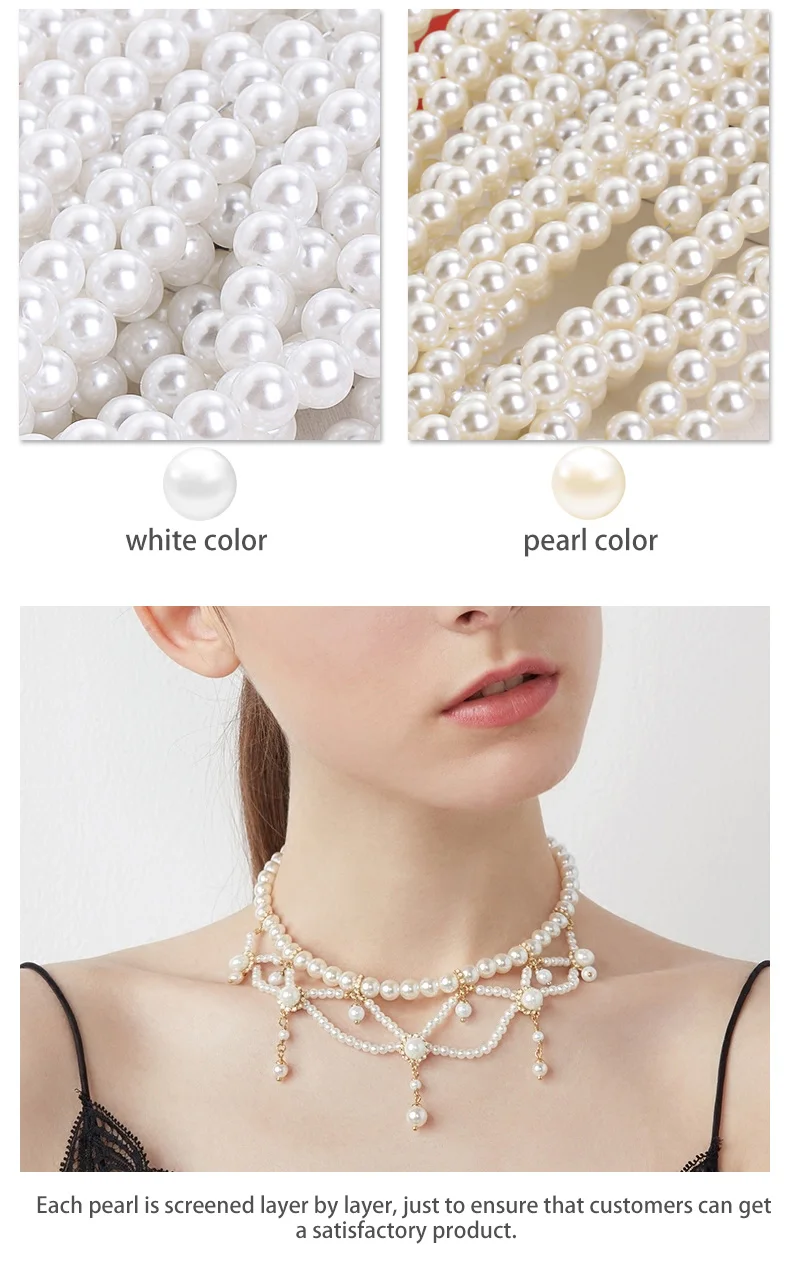 XiChuan 3/4/5/6/8/10mm Pearl High Quality ABS Beads Necklace Earring Pearl Diy Jewelry Accessories Loose Pearl for Needlework