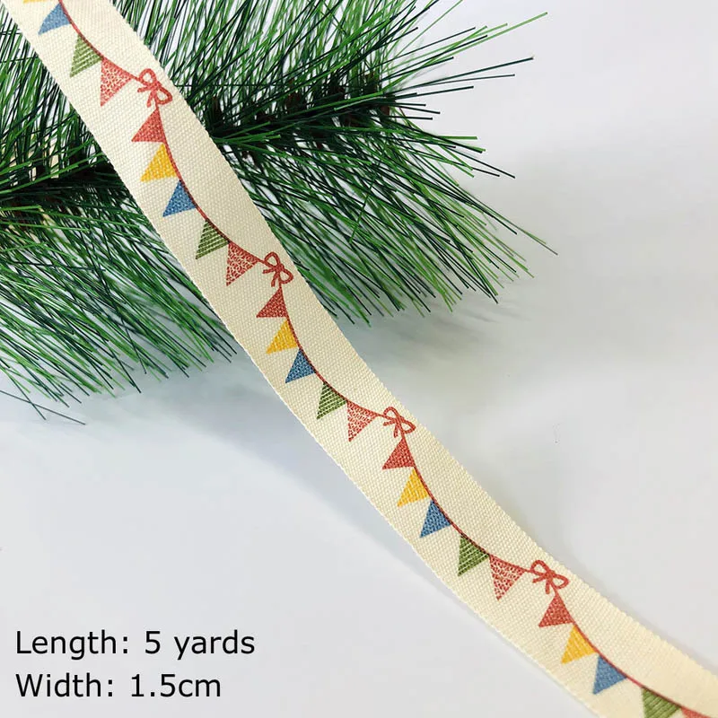 5 ярдов олень хлопок лента Счастливого Рождества Снежинка хлопковые ленты для украшения рождества рукоделие Подарочная упаковка швейная лента - Цвет: Flag