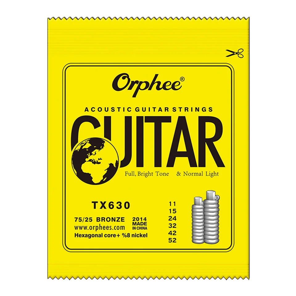 Orphee akustik gitar teli 5/10 Set altıgen çekirdek parlak ton ekstra ışık  TX620/TX630/TX640 Antirust gitar teli - AliExpress