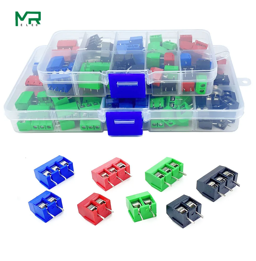 Terminal Block Terminal Connector 68/135/pcs / box KF301- 2P/3p screw 5.0mm terminal block 2 Pin 3 Pin Spliceable pcb terminal block Connector