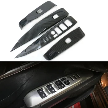 

For Toyota Camry 2018 4Pcs Car Window Lift Switch Button Panel Frame Cover Trim Carbon Fiber Printed
