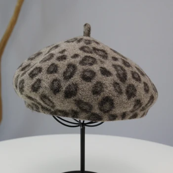 

Vintage Wool Beret Hats Women Winter French Hat Girls Leopard Fashion Autumn Beret Hat For Women Flat Cap Hat Felt Berets