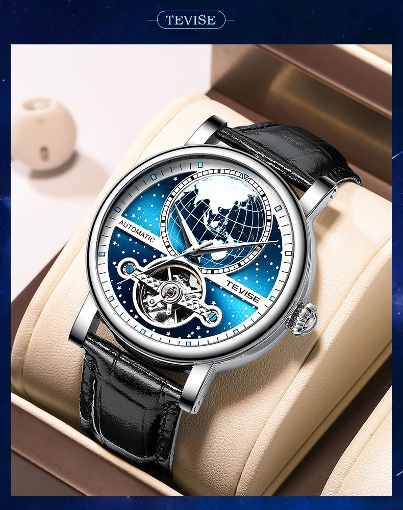 TEVISE 2022 New Luxury Automatic Watches Men Mechanical Tourbillon Waterproof Top Brand Stainless Steel Wrist Watch Relogio