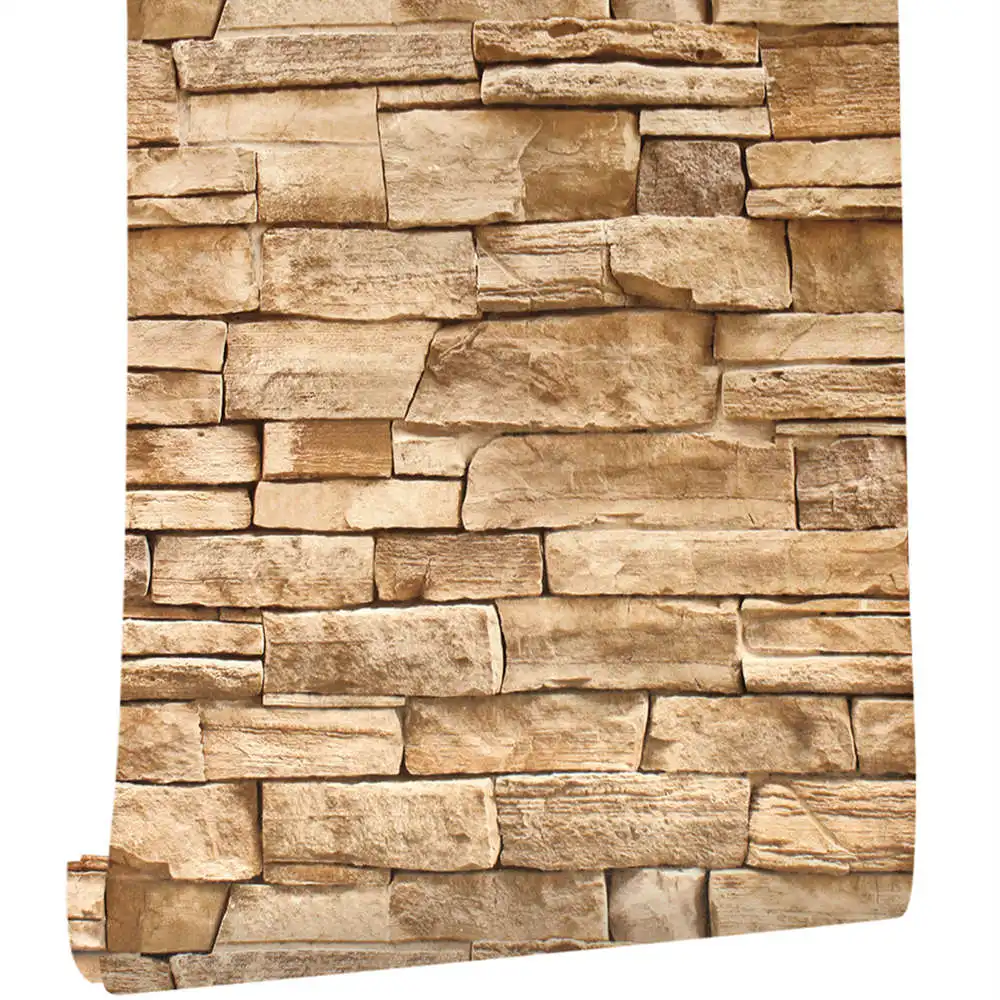 U M I G G E E Brown Stone Wallpaper, Removable, Self-Adhesive, Waterproof, Faux 3D Brick Look, 35.4"" X 118 - View #9